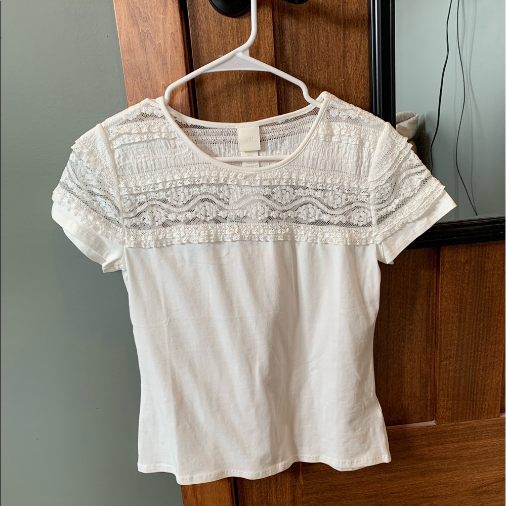 H&M white lace tee